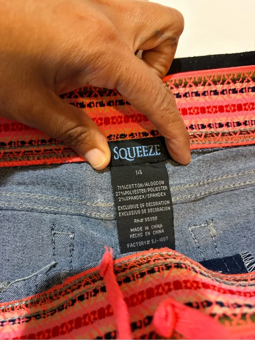 Squeeze Girls Size 14 Denim Bermuda Shorts Stretch Pull On Blue Jean Shorts